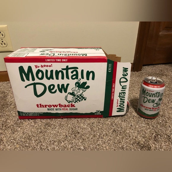 Mountain Dew Throwback Hillbilly Real Sugar 12 Pack Box W/Empty Cans 2011 Exp - Picture 2 of 6
